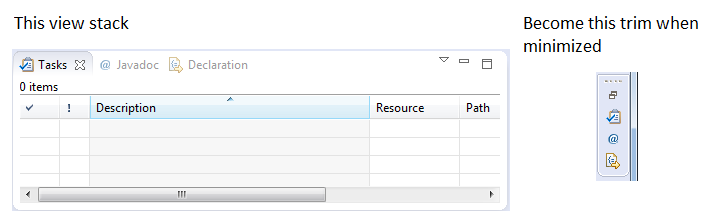 Trim representation of a View Stack